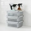Set Of 3 Storage Stacking Baskets - Grey -Home Accessories Shop 384961 set of 3 stacking baskets grey