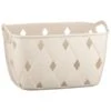 Diamond Embossed Cream Storage Basket - Medium -Home Accessories Shop 384968 diamond embossed storage basket cream medium