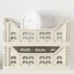 Midi Stacking Fold Flat Crate 30.6 X 20.5 X 12.6cm - Cream -Home Accessories Shop 384970 384974 384975 home essentials midi stacking fold flat crate main