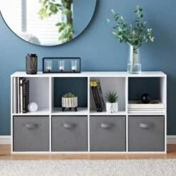 Lokken 8 Cube Shelving Unit With 4 Baskets -Home Accessories Shop 385647 lokken 8 cube shelving with 4 baskets