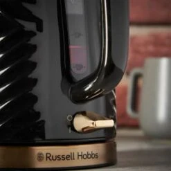 Russell Hobbs Groove Kettle 1.7L - Black & Gold -Home Accessories Shop 386647 russell hobbs groove black and gold kettle 3