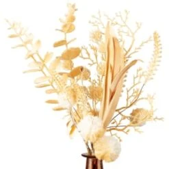 B&M Bleached Flowers In Amber Vase -Home Accessories Shop 387550 bleached arrangement in amber glass 2