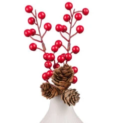 B&M White Vase With Berries -Home Accessories Shop 387581 white vase with berries 2