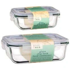 B&M Large Eco Glass Clip Lock Food Container -Home Accessories Shop 388506 388507 glass clip lock food container group 2