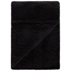 Simply Everyday Teddy Rolled Throw - Black -Home Accessories Shop 388692 simply teddy rolled throw black 2