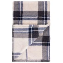 Simply Everyday Check Sherpa Throw - Navy -Home Accessories Shop 388694 navy check sherpa throw 3