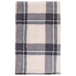 Simply Everyday Check Sherpa Throw - Grey -Home Accessories Shop 388697 grey check sherpa throw 2
