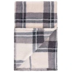 Simply Everyday Check Sherpa Throw - Grey -Home Accessories Shop 388697 grey check sherpa throw 4