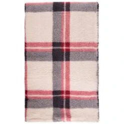 Simply Everyday Check Sherpa Throw - Red -Home Accessories Shop 388703 red check sherpa throw 2