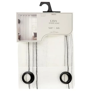 Ezra Stripe Voile With Black Eyelets 55 X 90" 3 Ezra Stripe Voile With Black Eyelets 55 X 90"