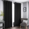 B&M Oxford Black Black Out Curtains With Eyelets 46 X 54" -Home Accessories Shop 388922 388923 388924 388925 388927 oxford black black out curtain with eyelets 3