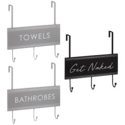 B&M Over The Door Bathroom Plaque - Bathrobes -Home Accessories Shop 389254 overdoor bathroom plaque 3 hook main