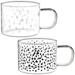 B&M Printed Glass Mug - Hearts -Home Accessories Shop 390185 printed glass mug group