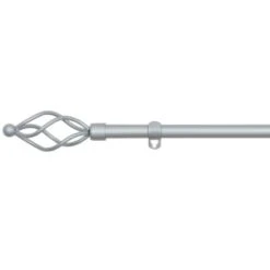 B&M Small Silver Twist Curtain Pole 122-213cm -Home Accessories Shop 390200 silver small twist curtain pole