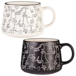 B&M Face Print Mug - Black -Home Accessories Shop 390329 face print mugs cream