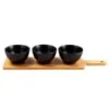 B&M Wooden Serve Board With Black Dip Bowls -Home Accessories Shop 390356 set of 3 black dip bowls
