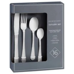 B&M Cambridge Hammered Cutlery Set 16pc -Home Accessories Shop 390396 16 peice cambridge cutlery set hammered