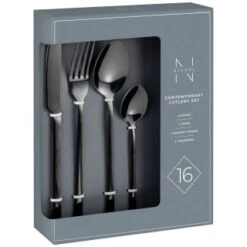 B&M Nickel Contemporary Cutlery Set 16pc -Home Accessories Shop 390397 contemporary cutlery set