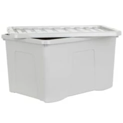 B&M Storage Box With Lid 60L - Grey -Home Accessories Shop 391387 grey 60l storage box 3