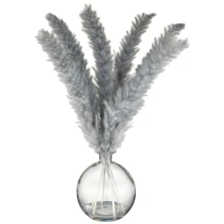 B&M Grey Pampas In Glass Vase 3 B&M Grey Pampas In Glass Vase