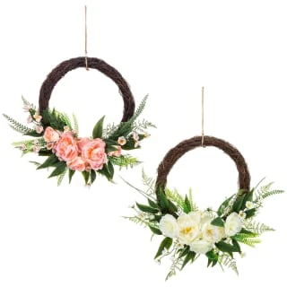 Bloom Wicker Floral Wreath - White 5 Bloom Wicker Floral Wreath - White - Image 3