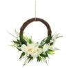 Bloom Wicker Floral Wreath - White -Home Accessories Shop 392815 27cm half wicker floral wreath with jute hoop hanger white