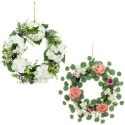 Bloom Spring Flowers Wreath - Pink -Home Accessories Shop 392822 spring flowers wreath white