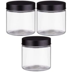 Set Of 3 Jars With Black Lids -Home Accessories Shop 394387 set 3 jars with black lids 2
