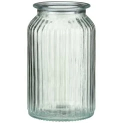 B&M Large Ribbed Glass Jar With Wooden Lid -Home Accessories Shop 394426 ribbed glass jar with wooden lid large 3