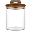 B&M Small Glass Jar With Acacia Wood Lid -Home Accessories Shop 394439 small glass canister with acacia wood 2