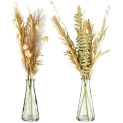 B&M Pampas & Leaf In Glass Vase -Home Accessories Shop 394707 pampas and leaf in glass vase group