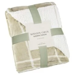 Home Accessories Shop 38 Winston Sage Check Sherpa Throw