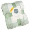 Simply Sage & Gingham Polar Fleece Throw 2pk -Home Accessories Shop 395026 simply super soft throws 2pk sage gingham