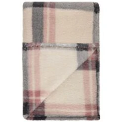 Simply Blush Check Sherpa Throw -Home Accessories Shop 395364 stripe ocean tide cushion 3