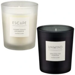 B&M Unwind Scented Candle - Ylang Ylang & Rose & Patchouli -Home Accessories Shop 395420 395422 small candle group
