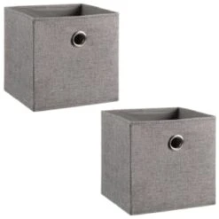 Lokken Linen Storage Cubes 2pk - Grey -Home Accessories Shop 395851 2pk linen lokken storage cubes grey 3