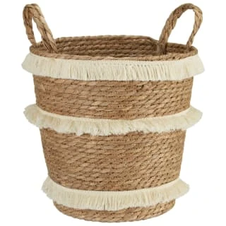 B&M Fringe Stripe Wicker Basket 3 B&M Fringe Stripe Wicker Basket