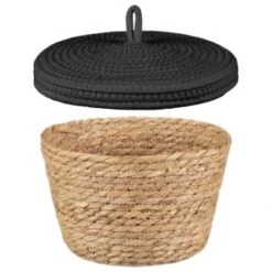 B&M Kendall Basket With Lid - Black -Home Accessories Shop 395974 kendall basket with lid black