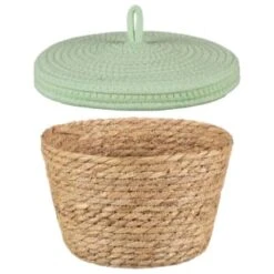 B&M Kendall Basket With Lid - Green -Home Accessories Shop 395975 kendall basket with lid green