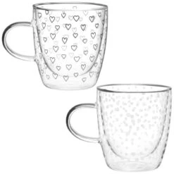 B&M Printed Double Wall Glass Mug - Spots -Home Accessories Shop 396479 printed double wall glass mug group