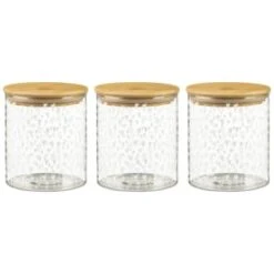 B&M Printed Glass Bamboo Storage Jars 3pc -Home Accessories Shop 396485 3pk printed glass bamboo storage jars 2