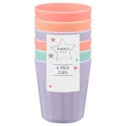 Simply Kids Colour Cups 6pk - Pastel -Home Accessories Shop 398570 6pk simply kids colour cups girls